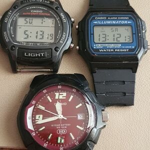 Lot Of 3 Casio Men's Watches (Need Bands)